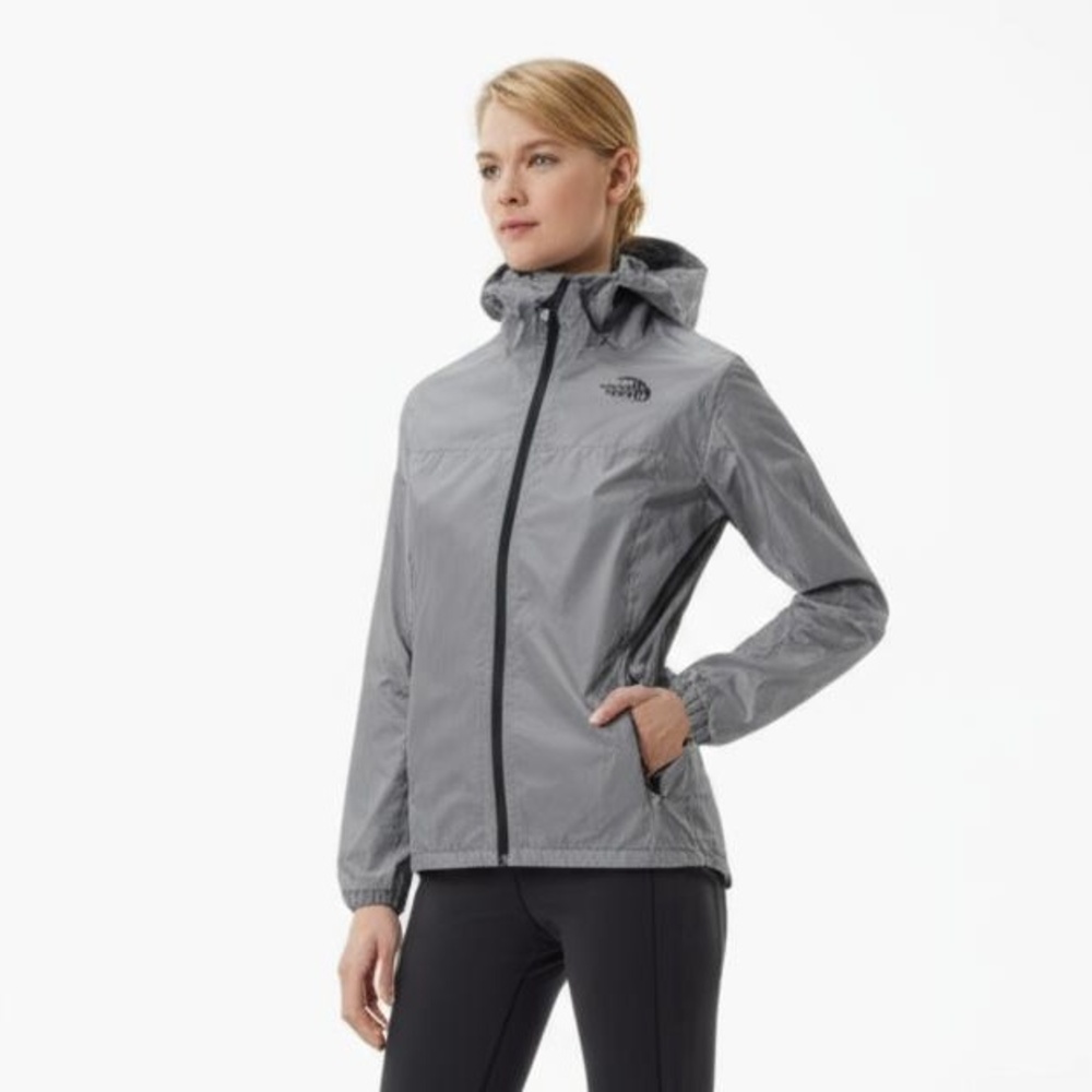 The North‎ Face Jacket Women M Grey Windcheater Hooded Waterproof Breathable